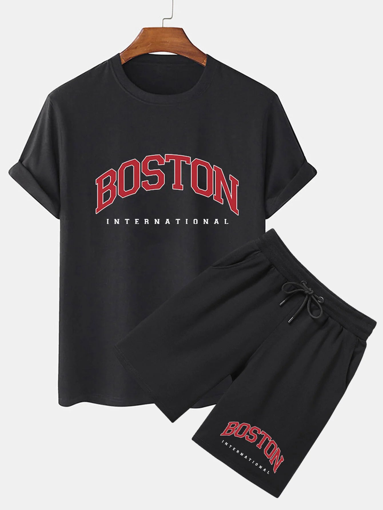 Boston Print T-Shirt And Shorts-Vacay Outfit