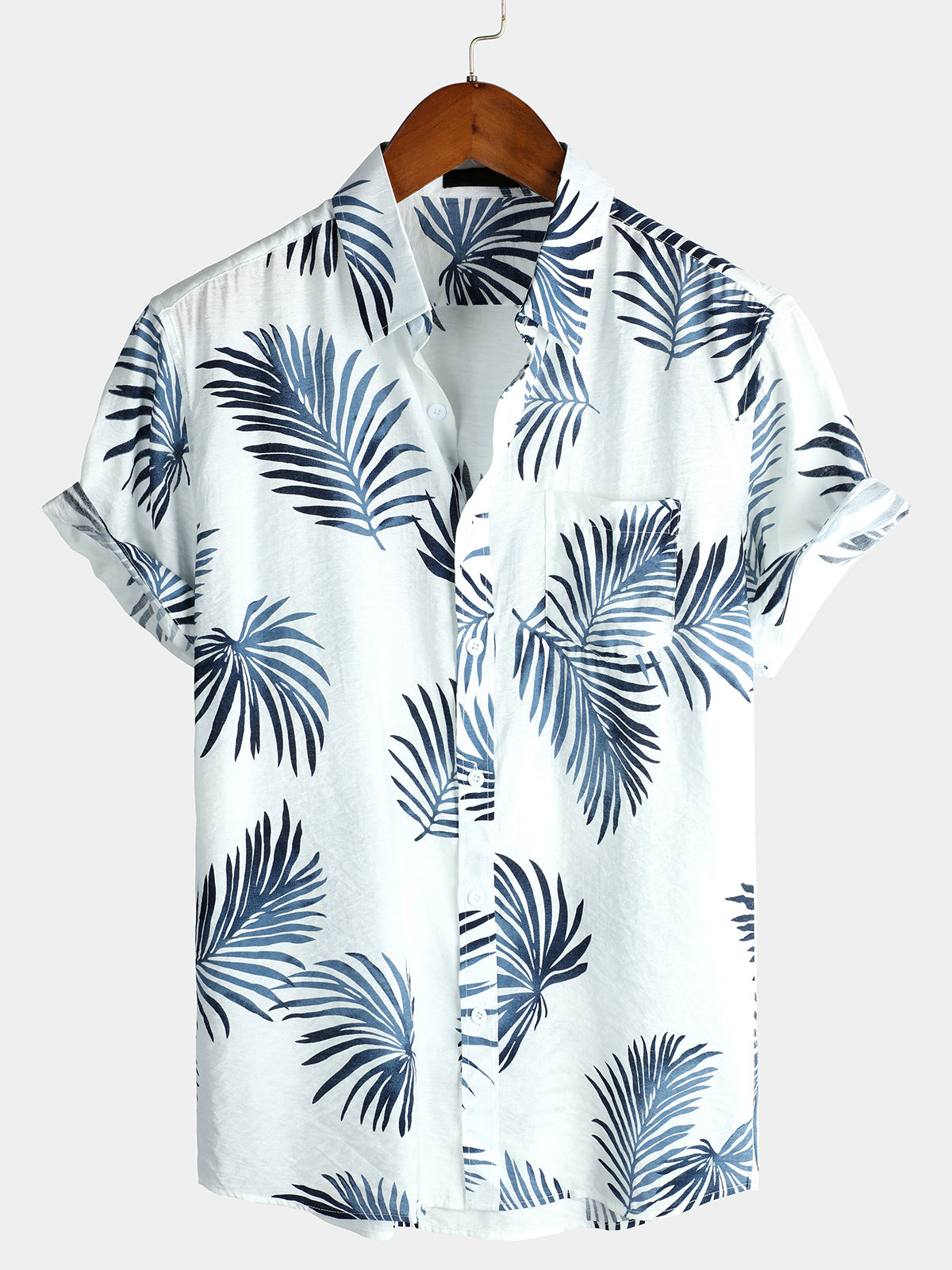 Men Striped And Floral Short Sleeve Shirts-Vacay Outfit