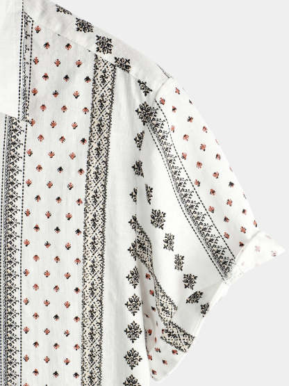 Men Retro Button Up Short Sleeve Shirt-Vacay Outfit