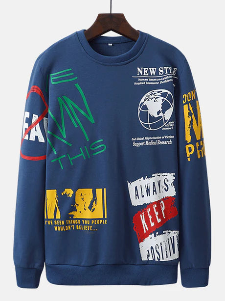 Slogan Graffiti Print Sweatshirt-Vacay Outfit