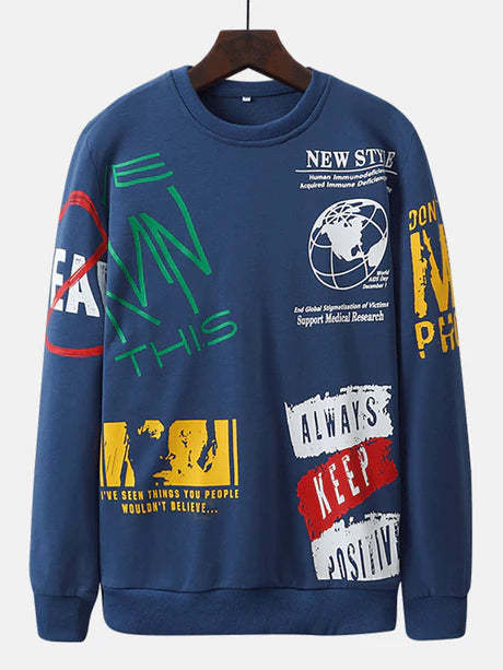 Slogan Graffiti Print Sweatshirt-Vacay Outfit