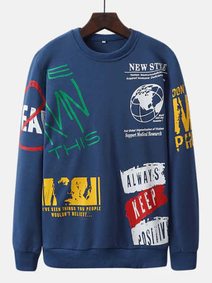 Slogan Graffiti Print Sweatshirt-Vacay Outfit