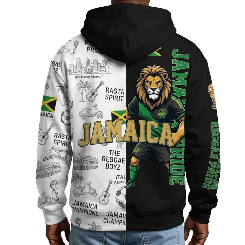 Jamaica Football Themed All Over Printed Hoodie