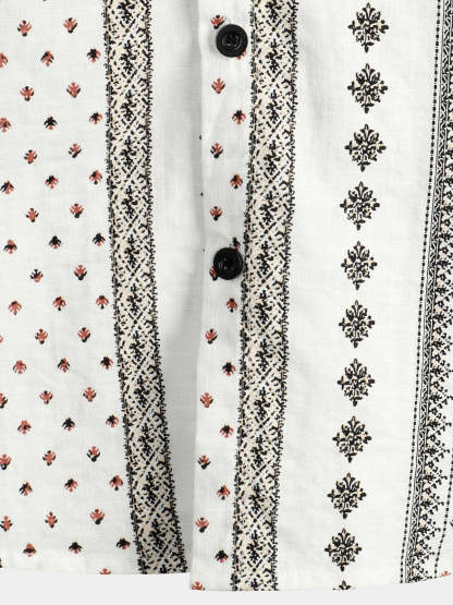 Men Retro Button Up Short Sleeve Shirt-Vacay Outfit