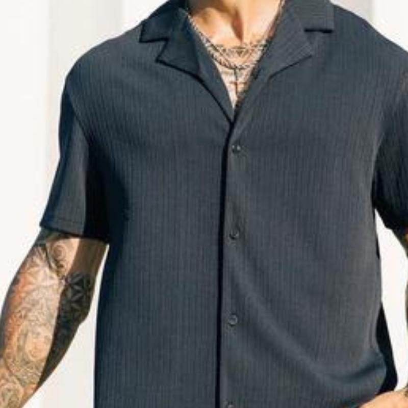 The Riviera Revere Shirt With Midnight Elegance-Vacay Outfit