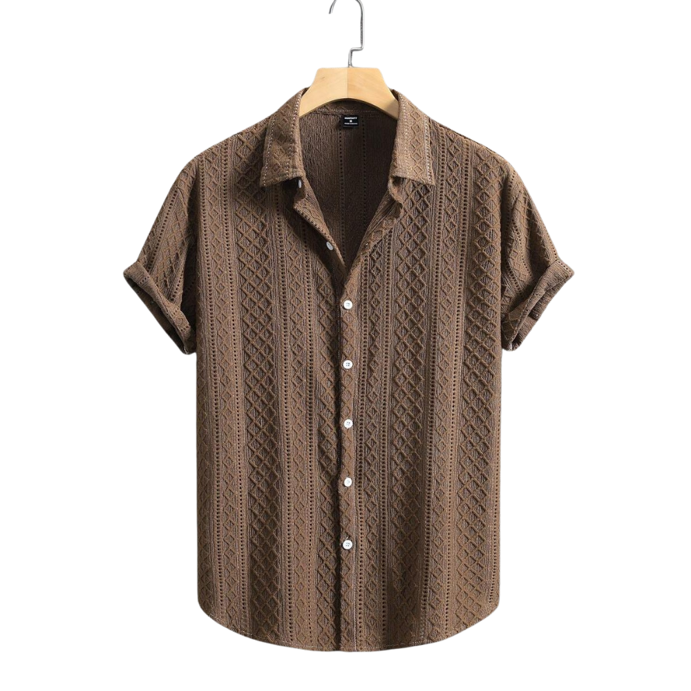 Geometric Jacquard Short Sleeve Casual Shirt