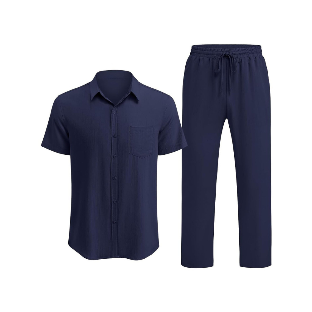 Casual Loose Fit Beach Wear Shirt And Pant Set For Men