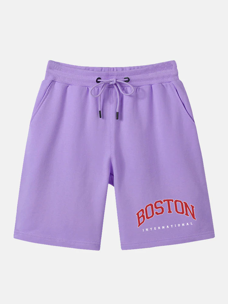 Boston Print Mid Length Short-Vacay Outfit