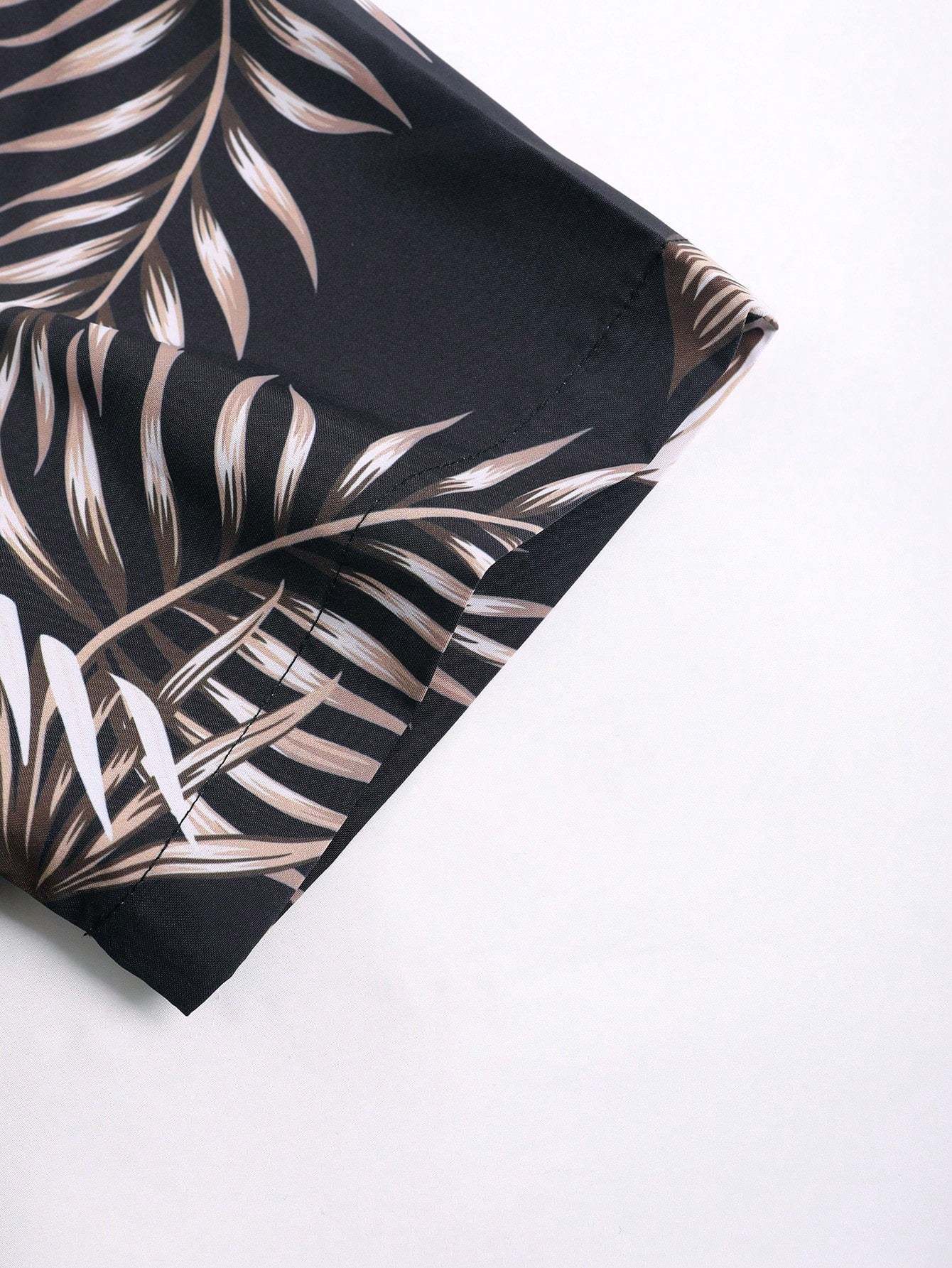 Tropical Print Shirt And Drawstring Shorts-Vacay Outfit