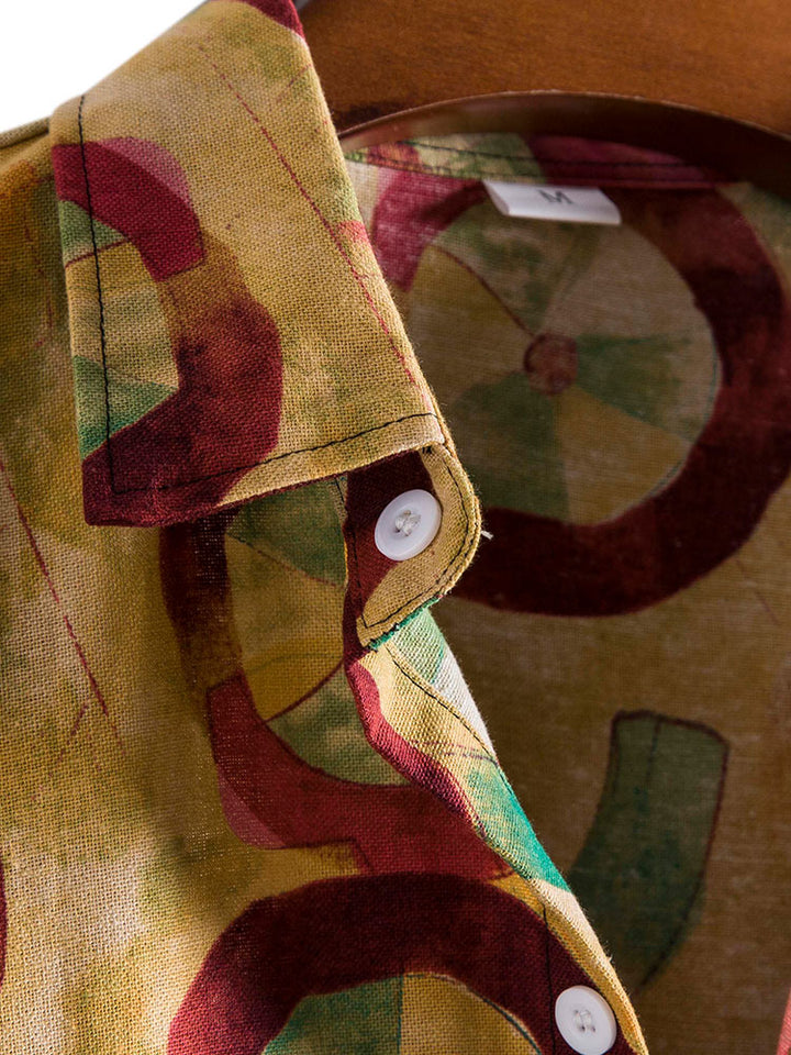 Abstract Printed Shirt-Vacay Outfit