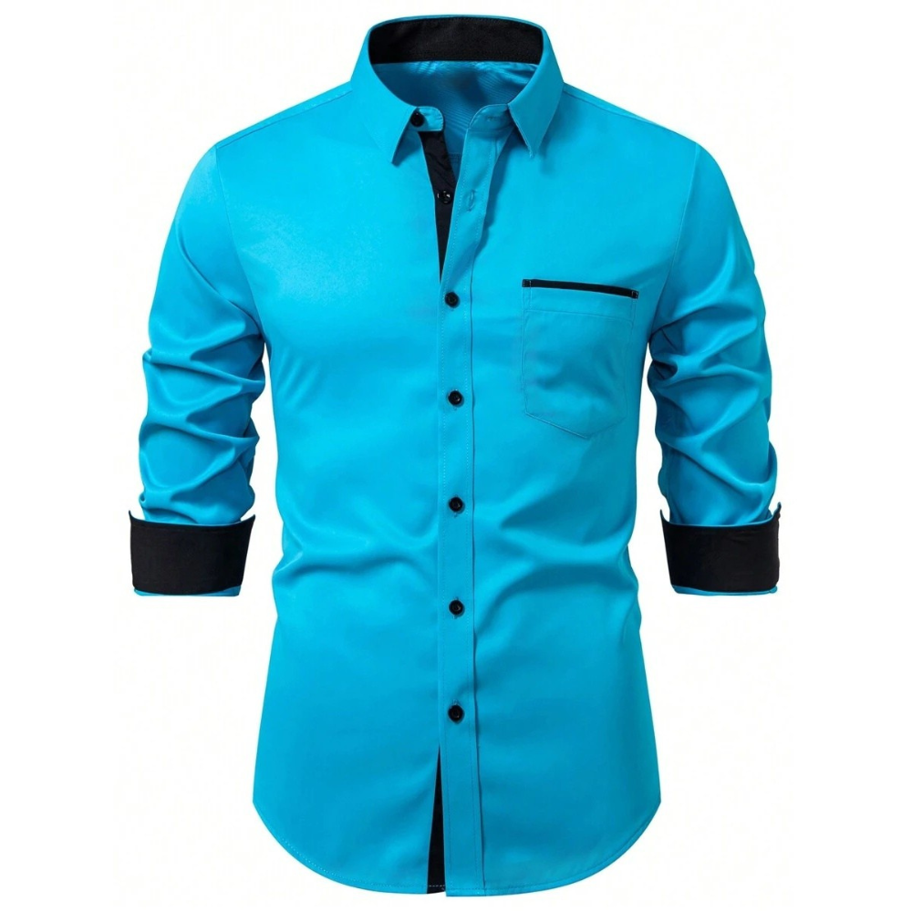 Solid Colored Front Pocket Long Sleeve Shirt