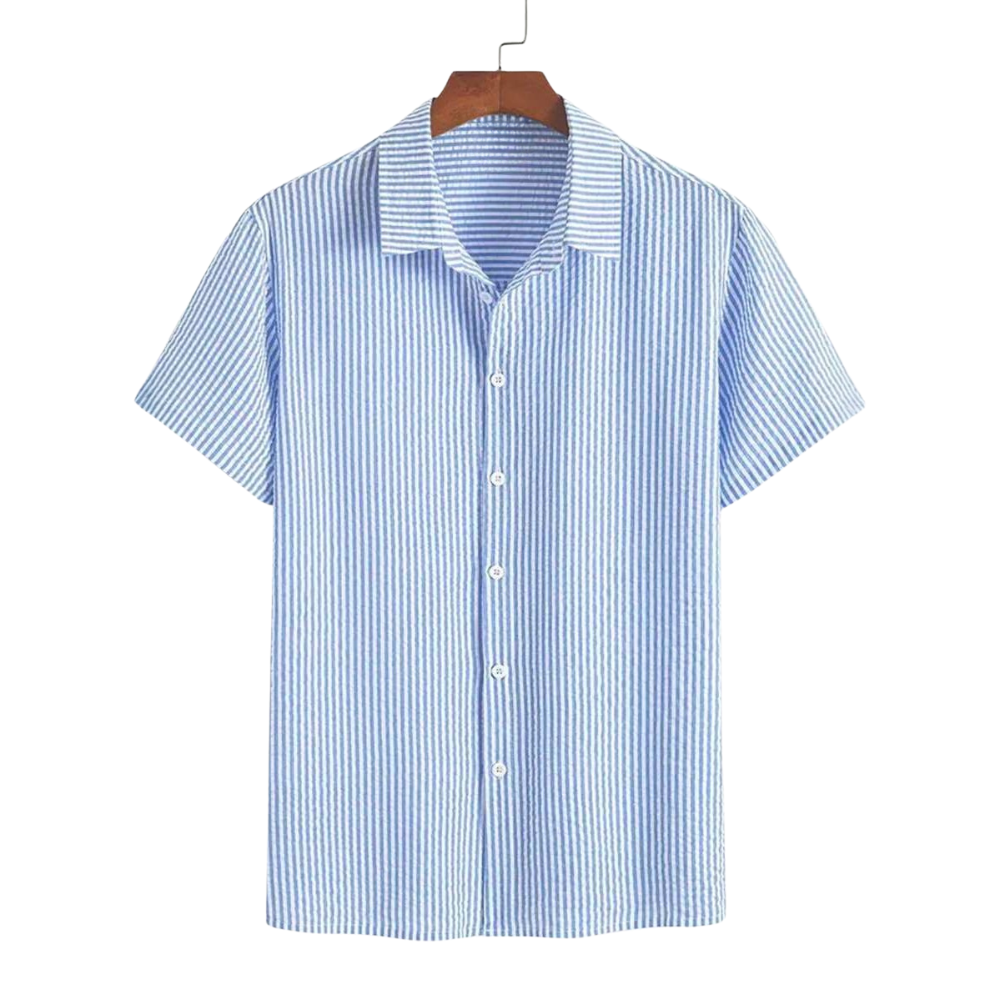 Retro Striped Lightweight Short Sleeve Casual All Season Shirt For Men
