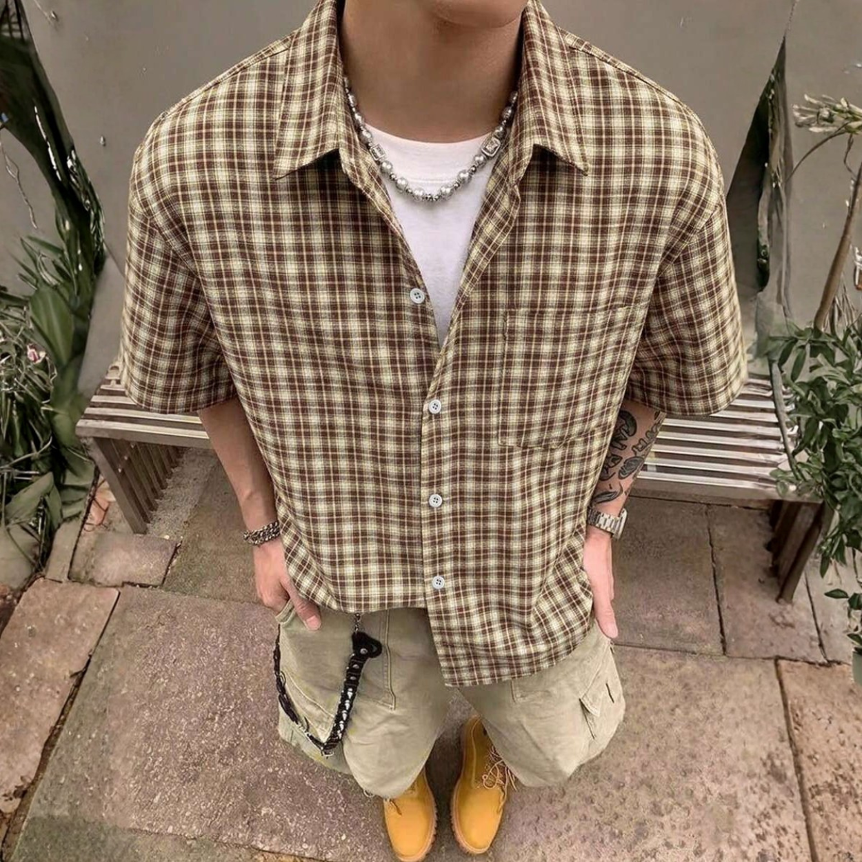 Classic Short Sleeve Shirt With Single Pocket For Men