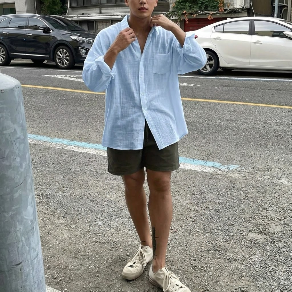 Plus Size Long Sleeve Single Pocket Loose Casual Autumn Shirt For Men