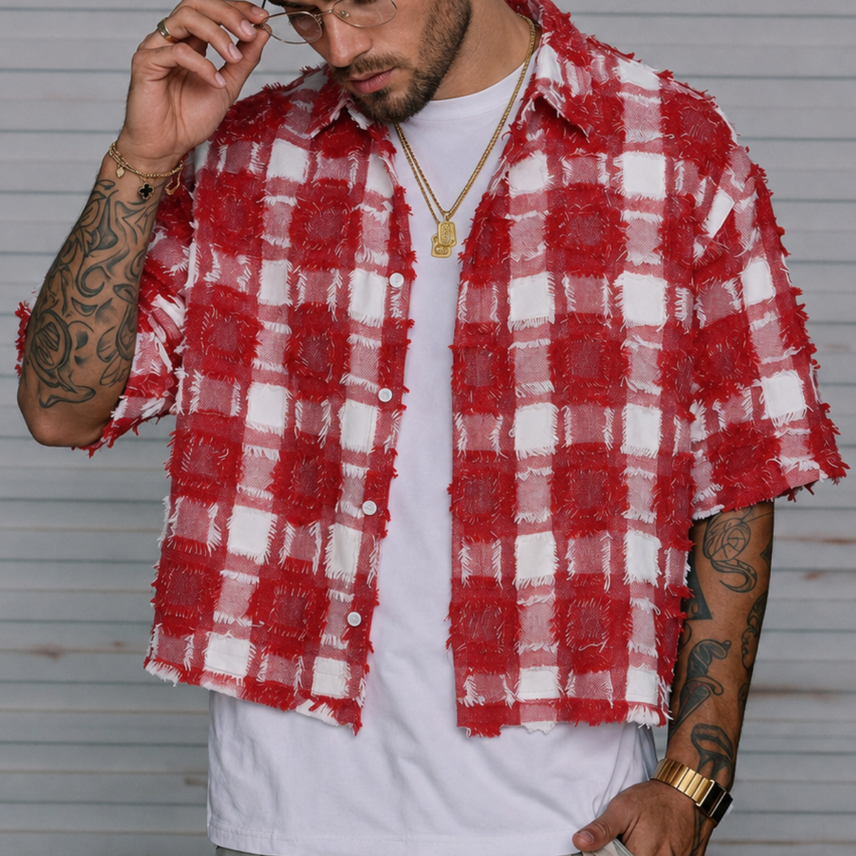 Loose Fit Short Sleeve Streetwear Shirt For Men