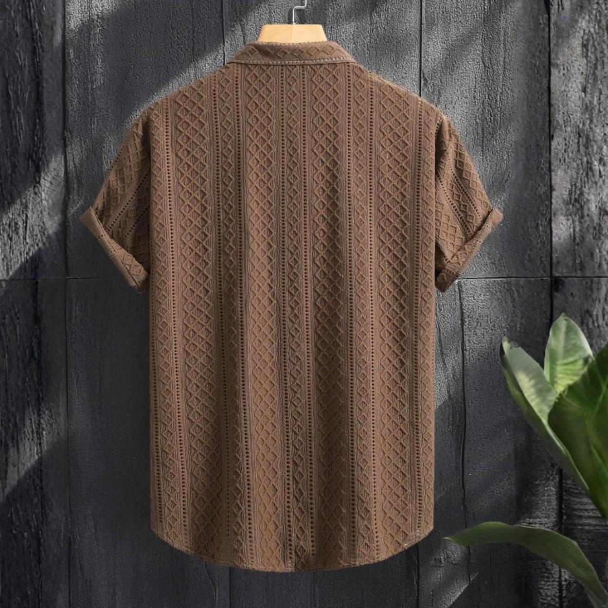 Casual Short Sleeve Textured Knit Shirt For Men