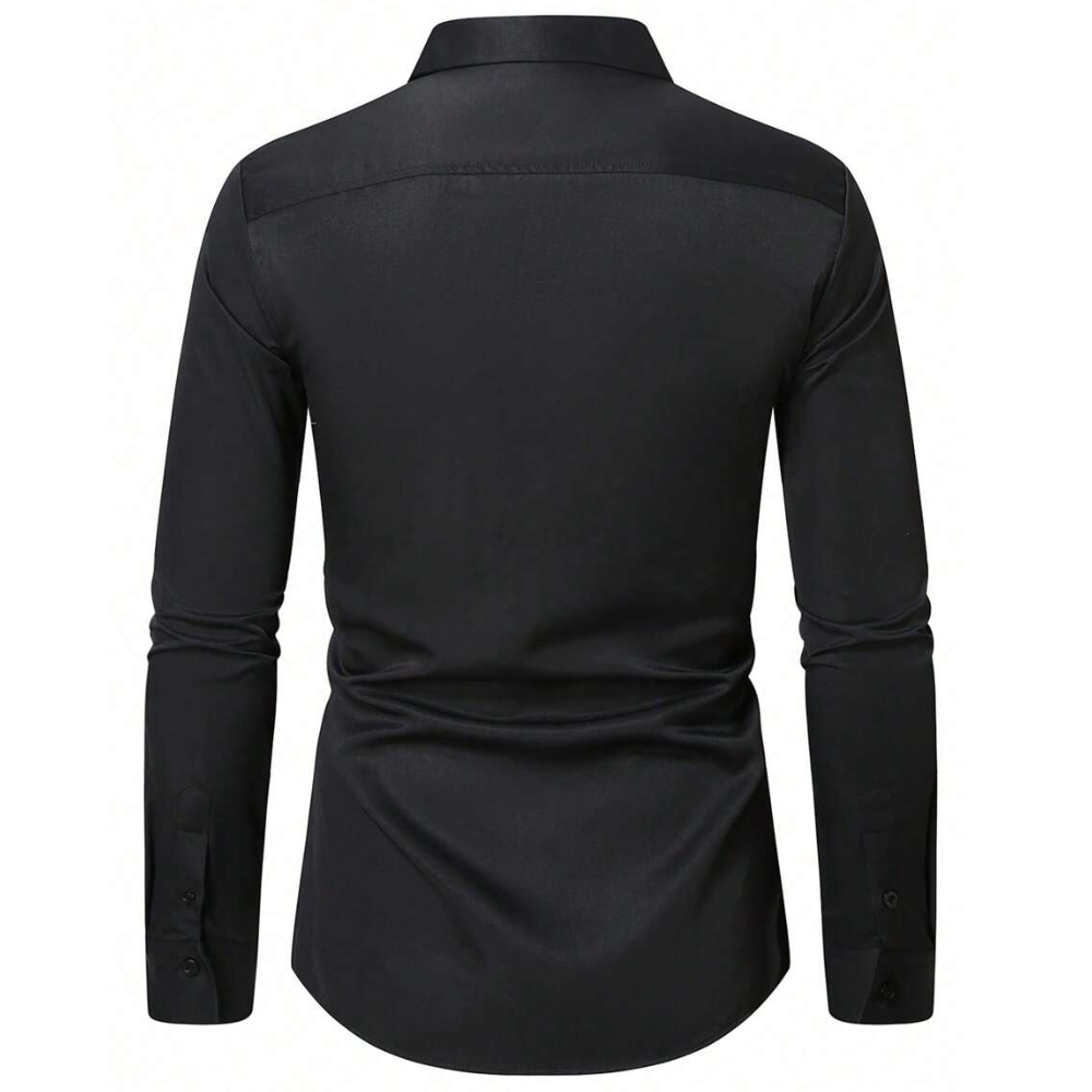 Plain Simple Long Sleeve Formal Dress Shirt Daily Wear For Men