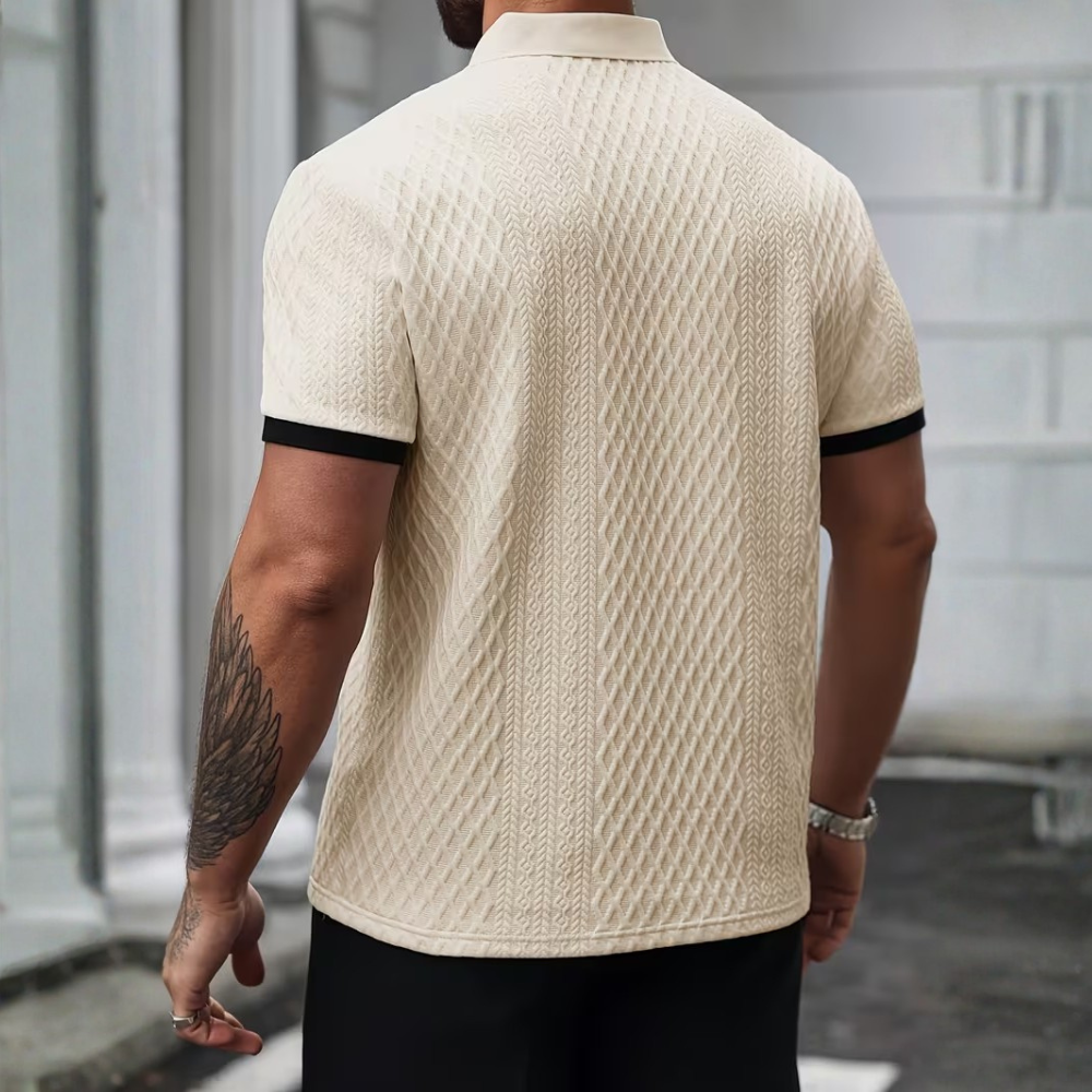 Casual Jacquard Soft Fabric Golf Polo Shirt With Collar For Men
