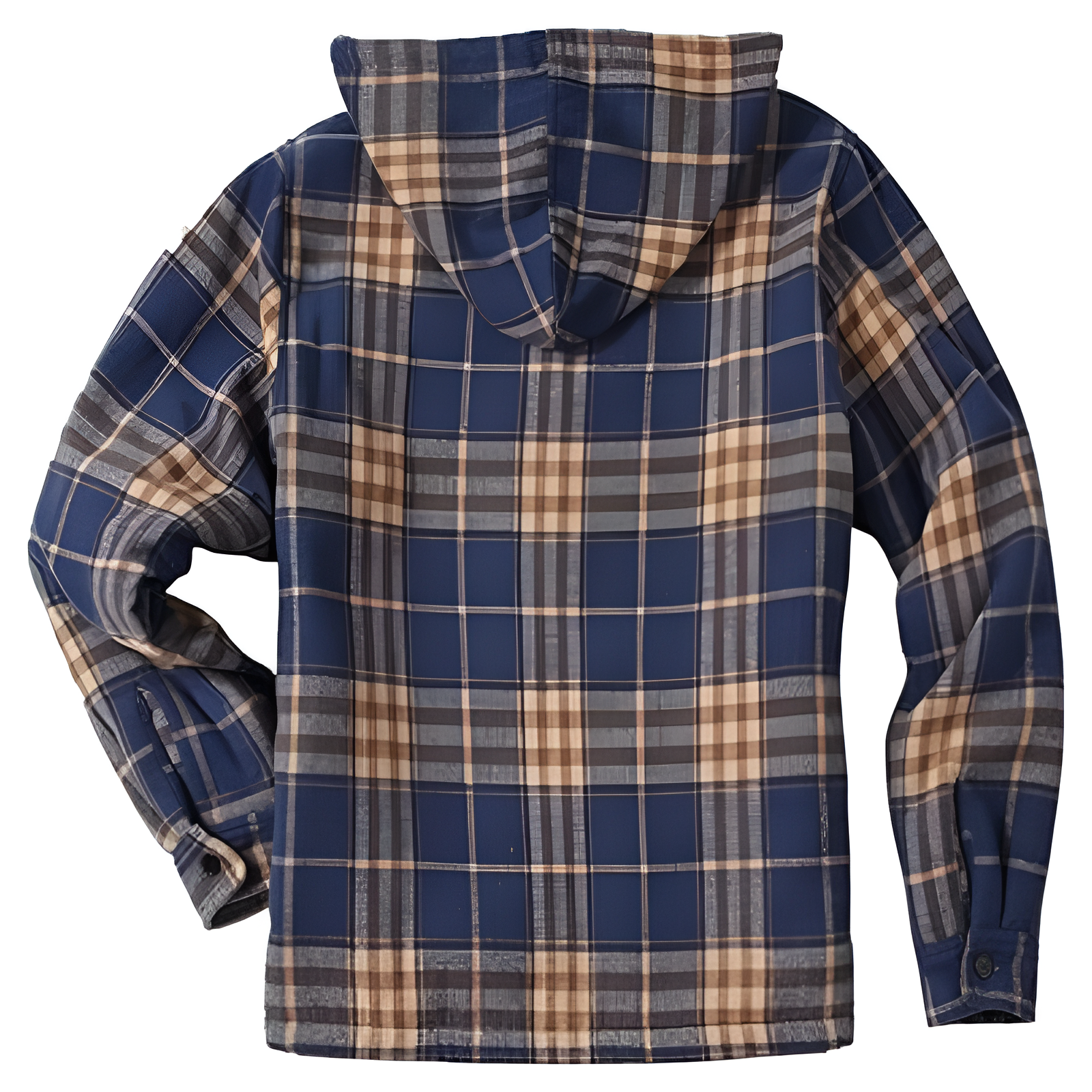 Plaid Sherpa Lined Hooded Flannel Jacket for Men