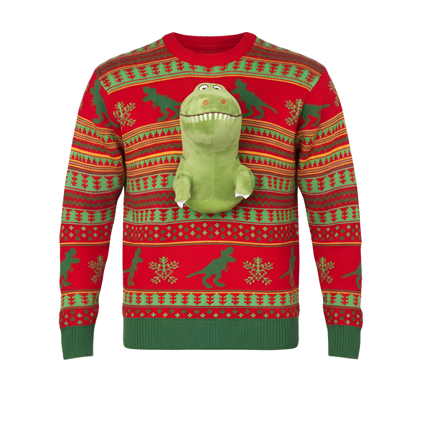 3D T Rex Printed Ugly Christmas Sweater
