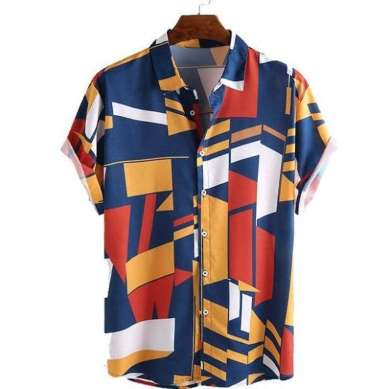 Geometric Colors Shirt-Vacay Outfit