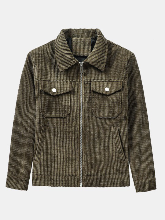 Corduroy Zip Up Jacket-Vacay Outfit