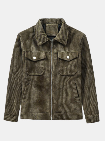 Corduroy Zip Up Jacket-Vacay Outfit
