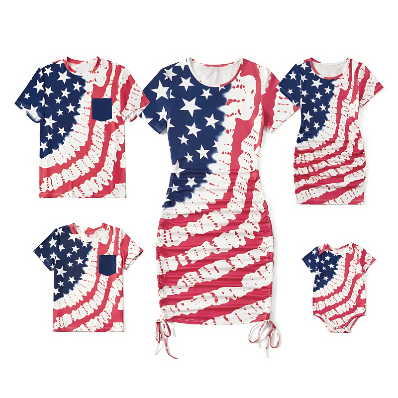 Patriotic Tie Dye Family Matching Outfit Set-Vacay Outfit