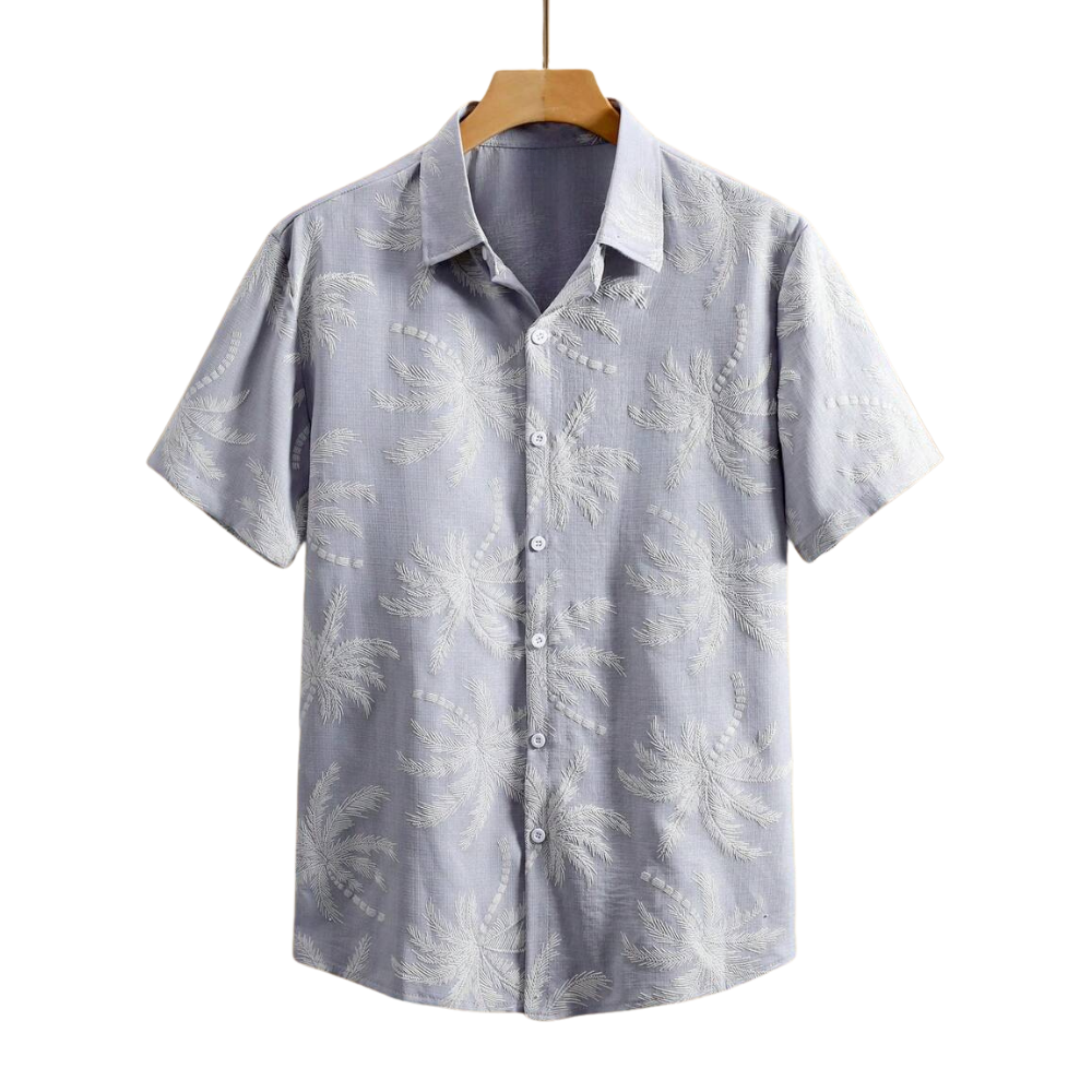Geometric Jacquard Short Sleeve Casual Shirt