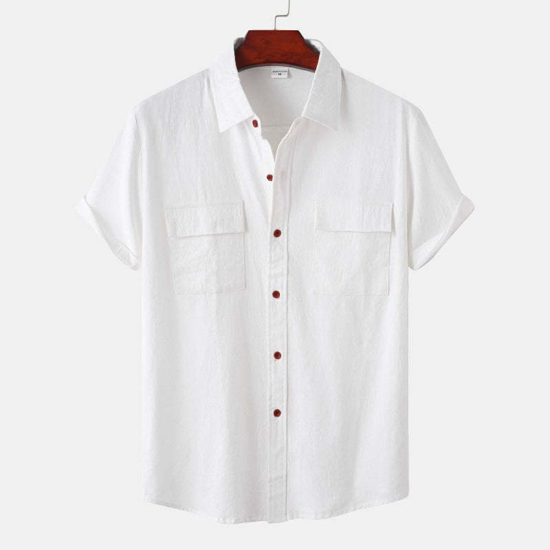 Linen Short-Sleeved Shirts Men's Shirts-Vacay Outfit