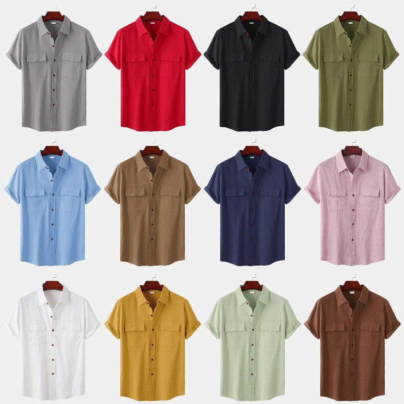 Linen Short-Sleeved Shirts Men's Shirts-Vacay Outfit
