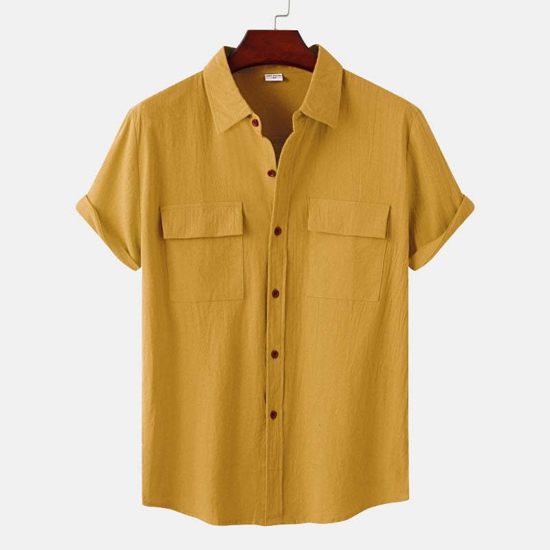 Linen Short-Sleeved Shirts Men's Shirts-Vacay Outfit