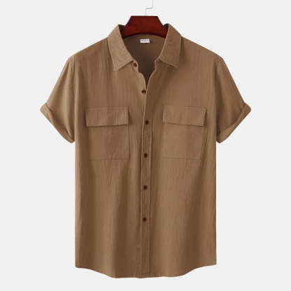 Linen Short-Sleeved Shirts Men's Shirts-Vacay Outfit