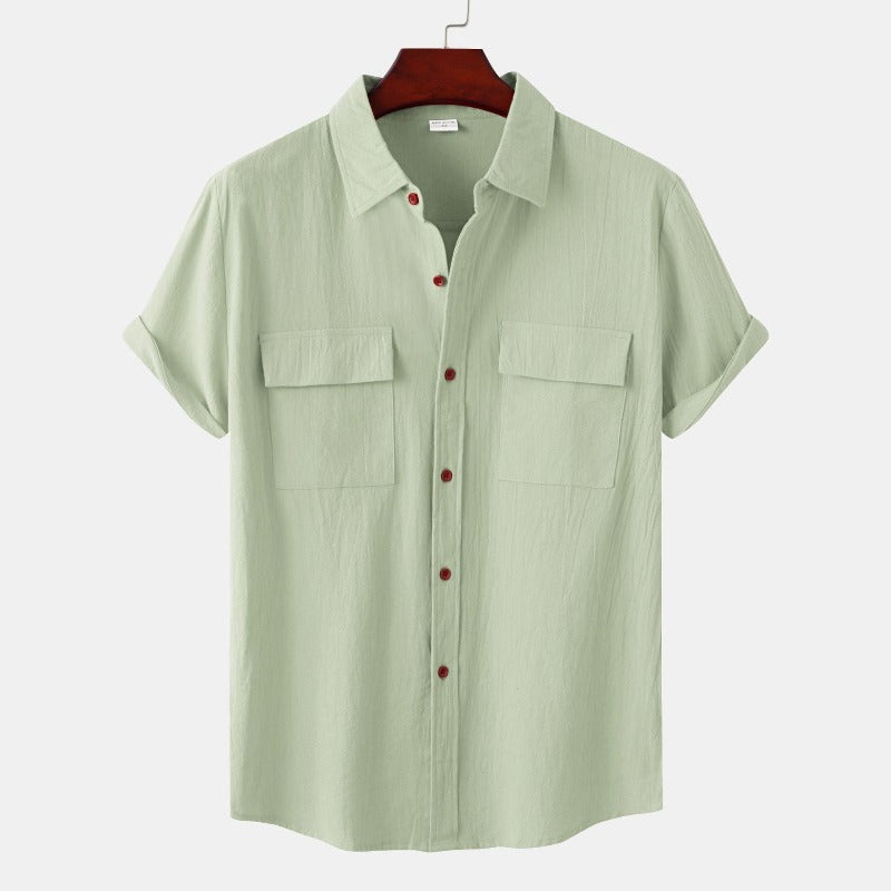 Linen Short-Sleeved Shirts Men's Shirts-Vacay Outfit