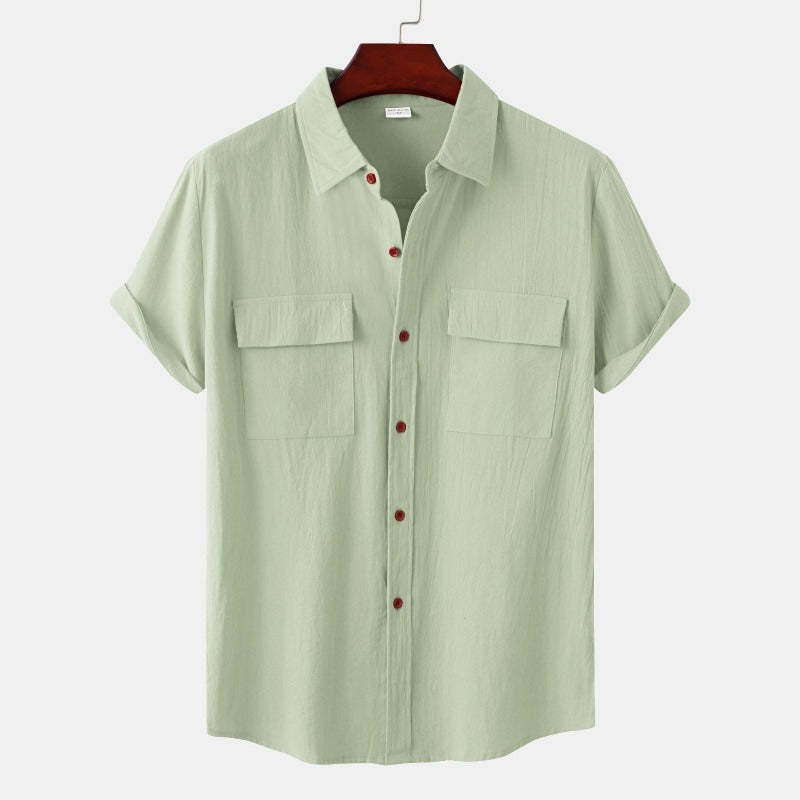 Linen Short-Sleeved Shirts Men's Shirts-Vacay Outfit