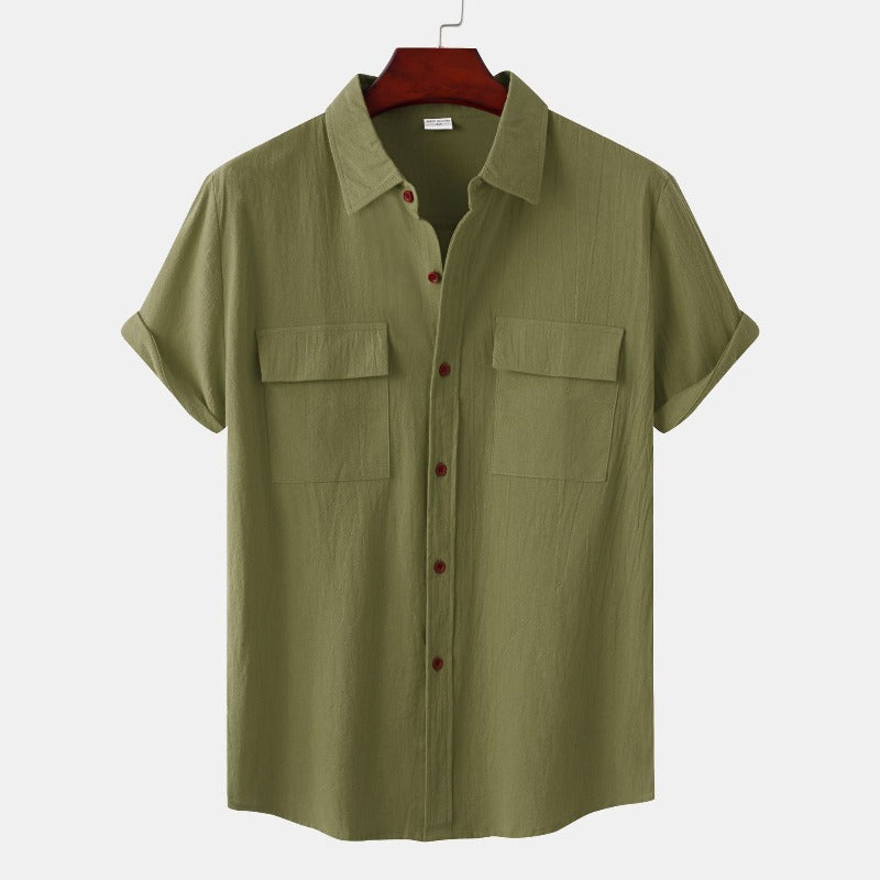 Linen Short-Sleeved Shirts Men's Shirts-Vacay Outfit