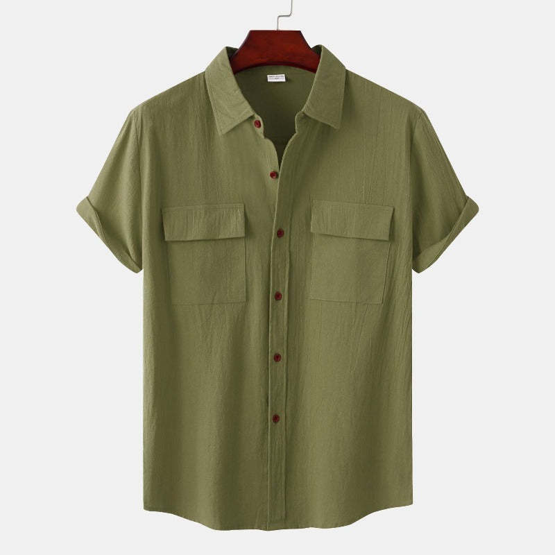 Linen Short-Sleeved Shirts Men's Shirts-Vacay Outfit