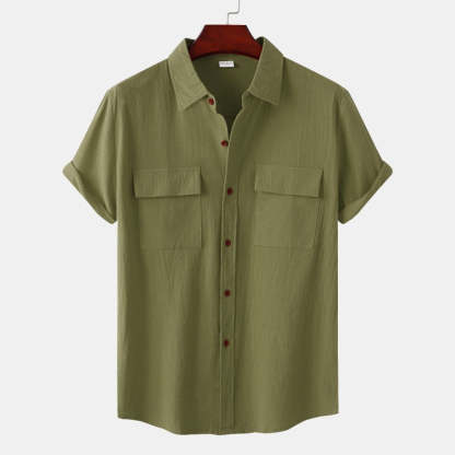 Linen Short-Sleeved Shirts Men's Shirts-Vacay Outfit