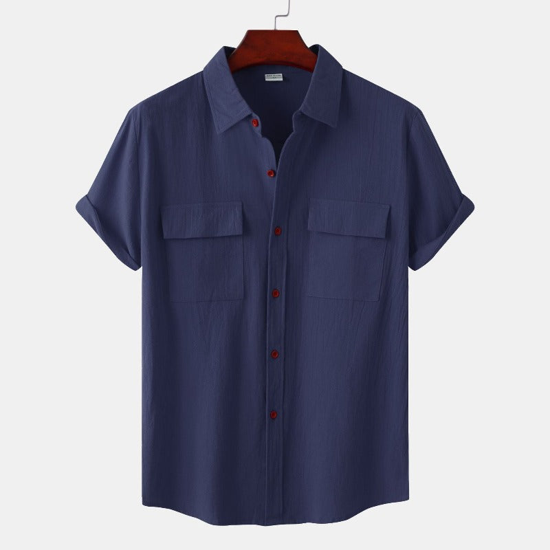 Linen Short-Sleeved Shirts Men's Shirts-Vacay Outfit