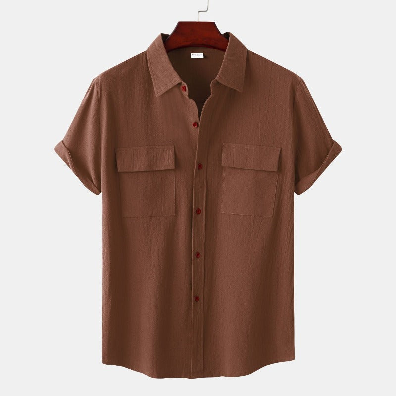 Linen Short-Sleeved Shirts Men's Shirts-Vacay Outfit
