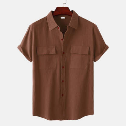 Linen Short-Sleeved Shirts Men's Shirts-Vacay Outfit