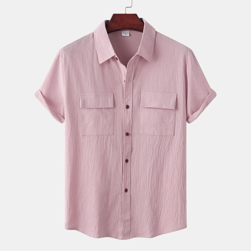 Linen Short-Sleeved Shirts Men's Shirts-Vacay Outfit