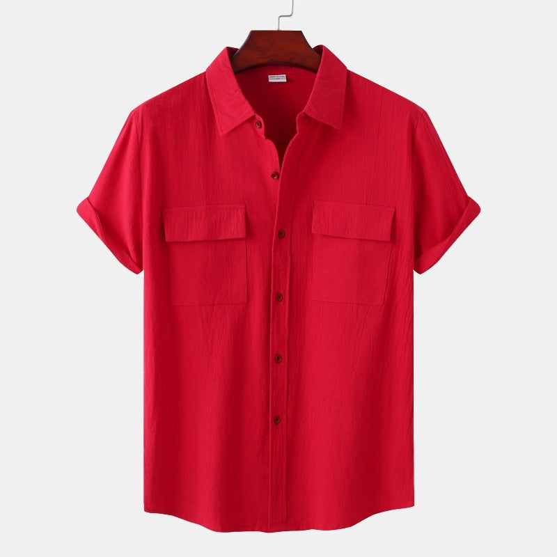 Linen Short-Sleeved Shirts Men's Shirts-Vacay Outfit