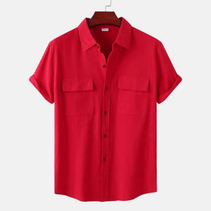 Linen Short-Sleeved Shirts Men's Shirts-Vacay Outfit