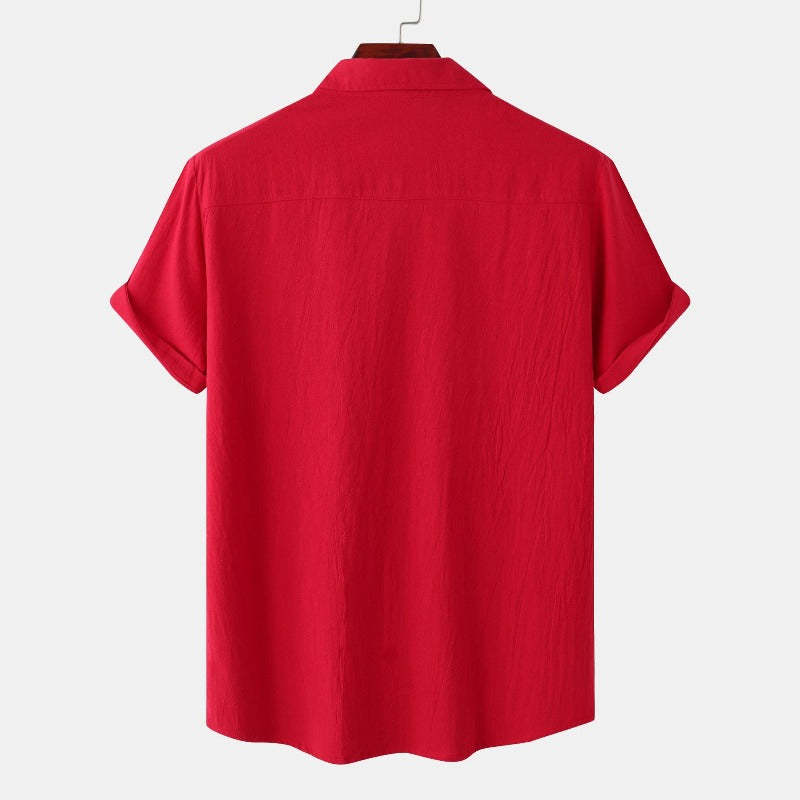 Linen Short-Sleeved Shirts Men's Shirts-Vacay Outfit