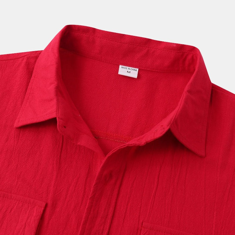Linen Short-Sleeved Shirts Men's Shirts-Vacay Outfit