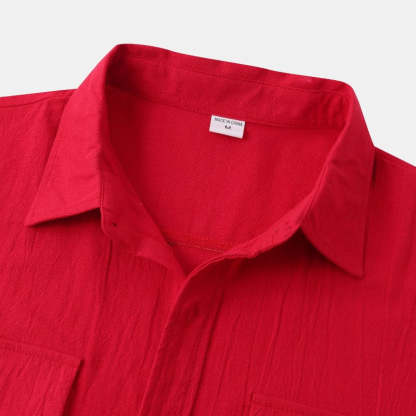 Linen Short-Sleeved Shirts Men's Shirts-Vacay Outfit