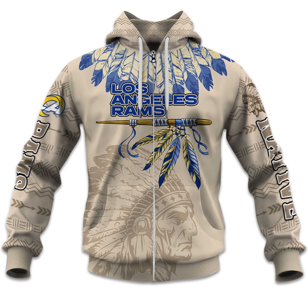 Personalized Los Angeles Rams Themed Zip Hoodie