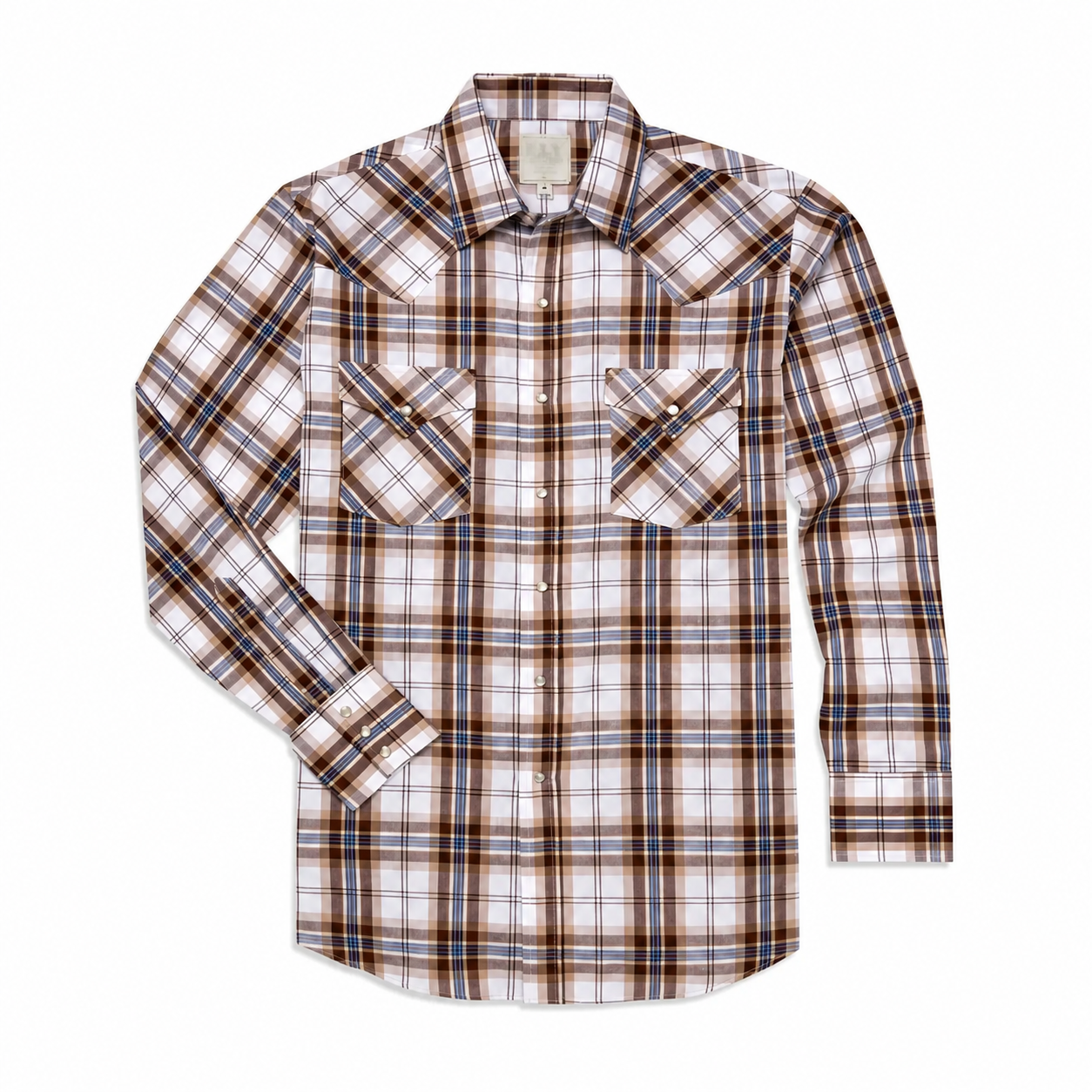 Classic Long Sleeve Western Style Snap Front Plaid Shirt For Men