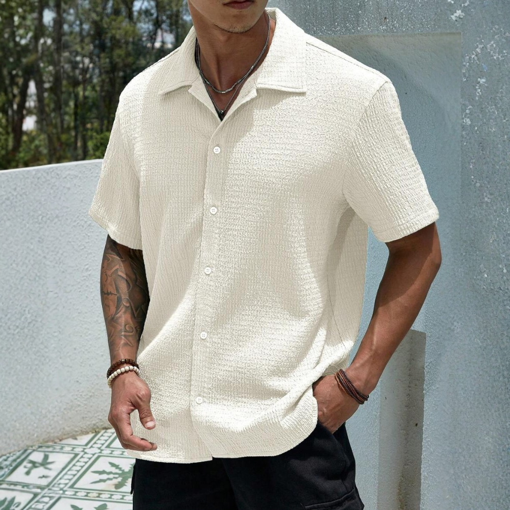 Knit Jacquard Loose Beach Vacation Shirt For Men
